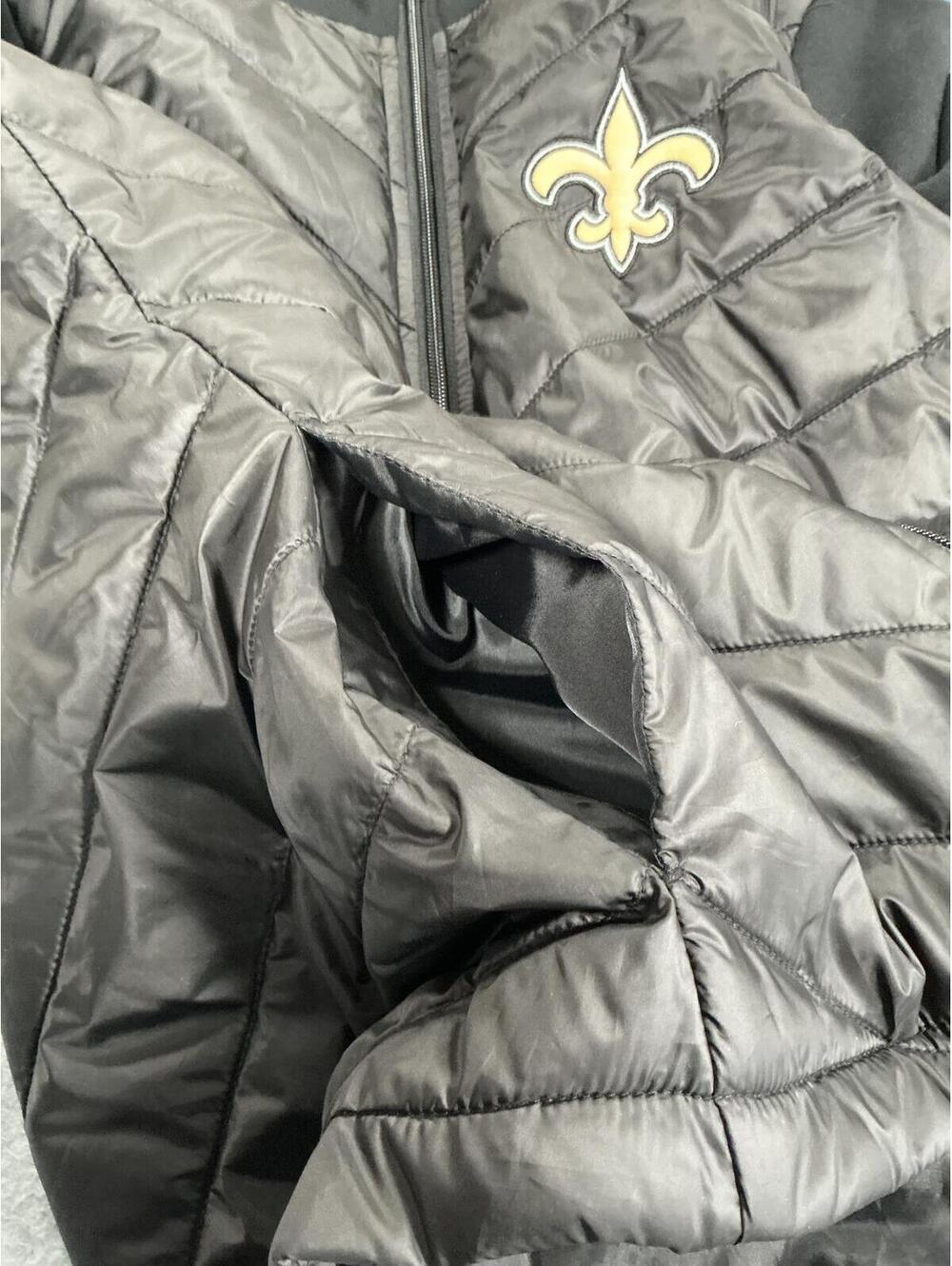 New Orleans Saints Women's Quilted Hooded Full‎ Zip Jacket Size M Black Gold - Picture 6 of 12